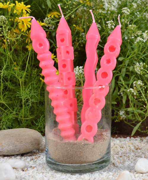 The tropical candle centerpiece ( pink)