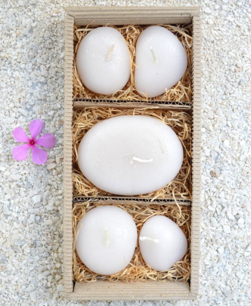 Pebble Candles White