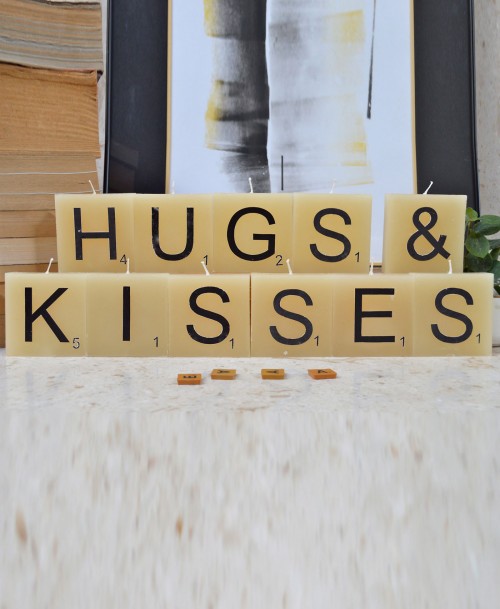Word Candle (hugs and kisses )