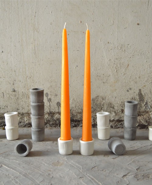 Orange Taper Candles (white holder)