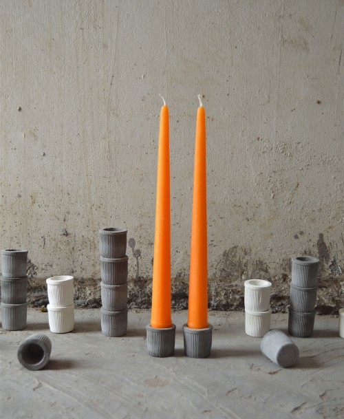 Orange Taper Candles (concrete holder)