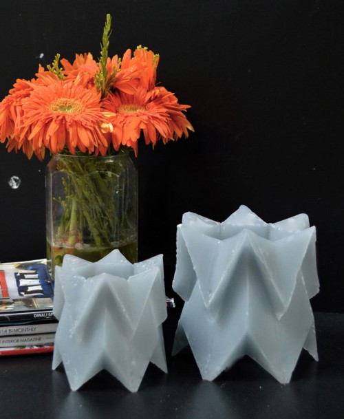Geometric candle pots(grey)