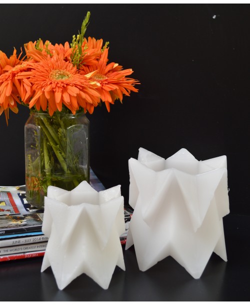 Geometric candle pots (white )
